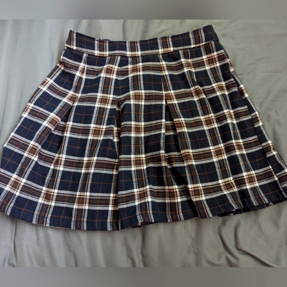 Hollister Y2k Ultra High Rise Preppy Navy Plaid Pleated Schoolgirl Skirt Sz M